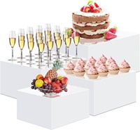 Riser acrylique blanc pour présentoir Cube Box Présentoir à dessert avec fond creux 4 tailles différentes pour décor de fête de mariage
