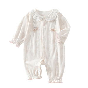Combinaison d'été pour nouveau-né femme, manches longues, 100 % coton, fabrication sans couture, vêtements d'escalade - Product Image 5