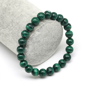 Bracelet extensible géométrique SOFIYA CRAFT pour femme, tendance, perles vertes naturelles, résine ronde - Product Image 1