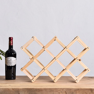 Estante de madera para almacenamiento de vino, estante de exhibición para encimera apilable de madera, soporte plegable para botellas de vino y Mesa - Product Image 6