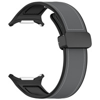 Tali Jam Tangan Silikon Berlapis Kulit dengan Gesper Magnetik untuk Galaxy Watch Ultra & Ultra 2 47mm, Tali Pengganti yang Dapat Disesuaikan
