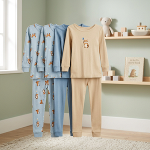 Conjunto de pijama informal transpirable de franela para niños pequeños, ropa de dormir de manga larga con estampado de dibujos animados, ropa de dormir para niños con cintura elástica a media cintura para otoño - Product Image 2