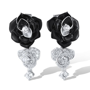 Pendientes de Plata de Ley 925 LAVINA al por Mayor, Joyería de Moda de Lujo, Nuevo Diseño, Flor de Circonio Esmaltado, Regalo Elegante Unisex - Product Image 1