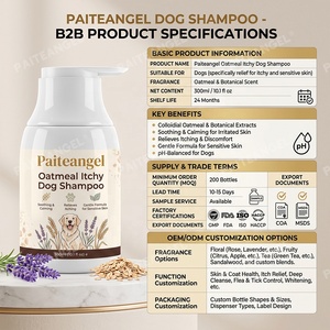 Shampoo pour chiens à peau sensible, à l'avoine colloïdale et aux céramides, réparation de la barrière cutanée, apaisant pour les peaux irritées, 300 ml, marque privée - Product Image 5