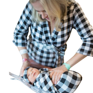 OEM donna neonato abito premaman e swaddle photoshoot set abiti in seta di latte spazzolato cardigan da notte per donna - Product Image 5