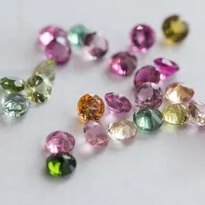 Mix-Color Loose Gemstone Round Cut Natural Tourmaline Gemstone For Jewelry Making