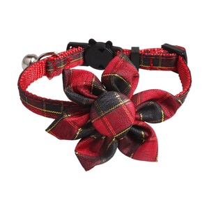 Collier pour chat en polyester écologique à motif écossais de Noël, avec nœud détachable, pour chaton, accessoire de fête pour animaux de compagnie - Product Image 2