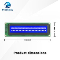 SCCdisplay Russische Zeichen JXD2402A-IIC COB STN Blau Negativ 24x2 Zeichen LCD-Modul I2C Hohe Helligkeit LED-Hintergrundbeleuchtung