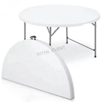 Table et chaises pliantes d'extérieur en plastique HDPE blanc, table ronde pliable pour camping et pique-nique, vente chaude