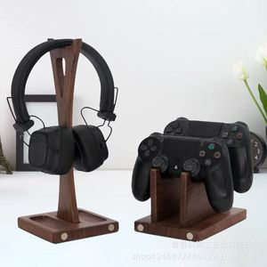 Wooden <b>Headset</b> <b>Stand</b> With Controller Holder 10.6 In Adjustable For Video Game Consoles Modern Simple Design - Product Image 3