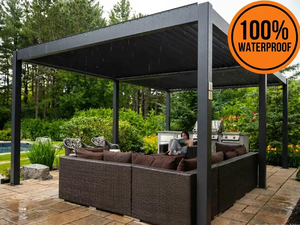 Kit de <span class=keywords><strong>pergola</strong></span> en aluminium DIY, <span class=keywords><strong>pergola</strong></span> à toit à lames orientables pour patio, montage facile - Product Image 3