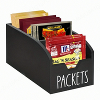 Organisateur de rangement pour sachets de thé, organiseur de comptoir à 4 compartiments pour collations, support pour sachets d'épices, organisateur de sachets d'assaisonnements en bois