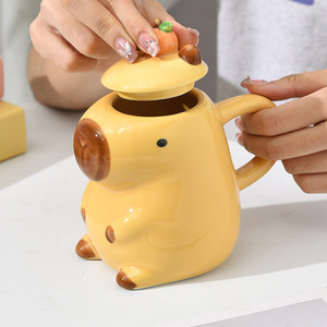 3D Capybara <b>Mug</b> Ceramic Couple <b>Mugs</b> Funny Tea Cup Unique Coffee <b>Mug</b> with Lid - Product Image 3