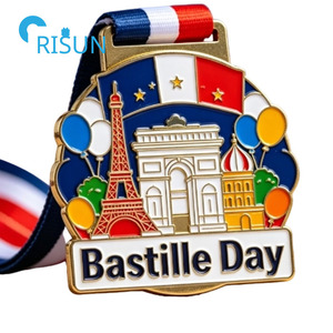 Médaille personnalisée France Drapeau Français Tour Eiffel Fête Nationale Bastille Marathon Course à pied Médaille personnalisée Fête Nationale Bastille - Product Image 3