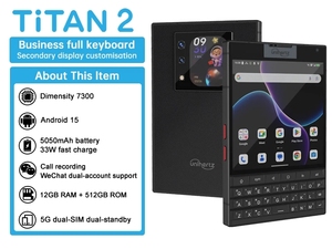 Smartphone Unihertz <span class=keywords><strong>Titan</strong></span> <span class=keywords><strong>2</strong></span> 5G Android 15 con tastiera fisica, doppio schermo, 12GB 512GB, Dimensity 7300, Dual SIM, fotocamera da 50MP - Product Image 2