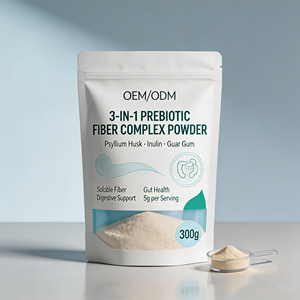 Poudre <span class=keywords><strong>de</strong></span> complexe <span class=keywords><strong>de</strong></span> fibres <span class=keywords><strong>de</strong></span> psyllium, inuline et <span class=keywords><strong>gomme</strong></span> <span class=keywords><strong>de</strong></span> <span class=keywords><strong>guar</strong></span>, marque privée OEM, 5g <span class=keywords><strong>de</strong></span> fibres solubles, soutien digestif et santé intestinale, 300g - Product Image 1