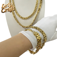 Chaîne à maillons plats Hip Hop en acier inoxydable 306L plaqué or 18 carats brillant, chaîne à maillons en U, style unisexe, vente en gros