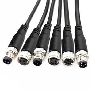 ip67 m5 m8 m12 m16 moulding cable connector m8 3 pin connector with 5 mtrs cable