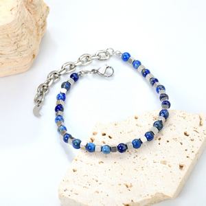 Pulsera de Piedra de Cuarzo Natural Turquesa de Diseño Único Personalizado, Joyería para Hombre y Mujer, Pulsera de Cuentas de Piedras Preciosas de Acero Inoxidable - Product Image 6
