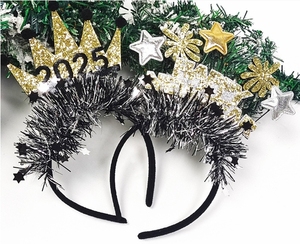 Bonne année thème clinquant feuille frangée bandeau coiffure tête porter des accessoires <span class=keywords><strong>photo</strong></span> pour 2025 nouvel an célébration fête décor - Product Image 3