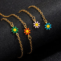 Liontin jimat Enamel bunga aster kecil DIY Aksesori temuan kalung & gelang baja tahan karat anak-anak
