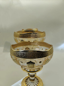 Juego de plato de fruta de vidrio dorado, decoración para sala de estar, jarra de caramelo, cuenco de cubo de fruta, checo, bohemio, 9 Uds. - Product Image 4