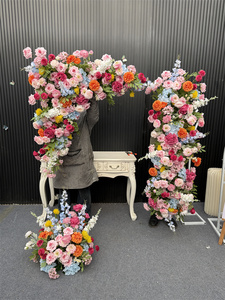 Arche <span class=keywords><strong>de</strong></span> mariage printanière colorée <span class=keywords><strong>Fleurs</strong></span> artificielles en soie Rose rose Bleu Chemin <span class=keywords><strong>de</strong></span> table floral pour décoration <span class=keywords><strong>de</strong></span> mariage et d'événements - Product Image 2