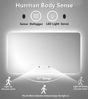 Miroir de salle de bain LED à fonction mémoire, luminosité réglable, vente en gros, MOQ 50 pièces, directement de l'usine, OEM ODM
