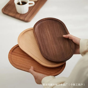 Cross-border wooden oval <b>tray</b>, solid wood rectangular afternoon tea coffee <b>tray</b>, <b>small</b> wooden <b>tray</b> - Product Image 2