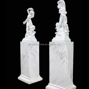 Dougbuild Stone 1 Pair Lovely Ladies Carved White Marble Statues Stone Carvings And Sculpture Art Home Decor