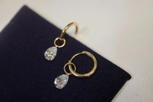 Xinfly 18K Gold 1CT Lab Grown Diamond Water Drop Earrings Au750 Pear Cute <b>Hoop</b> Design Gift Hot Sale Fine Jewelry Customizable - Product Image 3