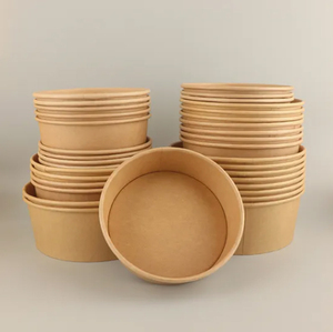 Bol en papier kraft biodégradable de qualité alimentaire avec logo personnalisé pour soupe, salade, collation, pain, hamburger avec couvercle - Product Image 2