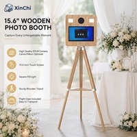 Photomaton en bois 4K avec flash automatique et lumière d'appoint, imprimante DNP QW410, station selfie portable pour fêtes et événements