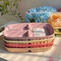 Einzelportions-Frühstücksteller mit Unterteilungen 211 Portionkontrolle Bonbonfarbenes Ins-Style Keramik-Geschirr Mikrowellengeeignet Quadratische Form