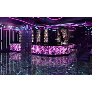 Luxury Nightclub Lounge Decor Idéias Night Club Bar Counter Strip Club Móveis com Design 3D