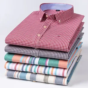 <span class=keywords><strong>Camisa</strong></span> de <span class=keywords><strong>Manga</strong></span> <span class=keywords><strong>Larga</strong></span> <span class=keywords><strong>a</strong></span> <span class=keywords><strong>Cuadros</strong></span> Informal para Hombre, Talla Grande 7XL, 100% Algodón Oxford, Transpirable, con un Solo Bolsillo, para Primavera - Product Image 5