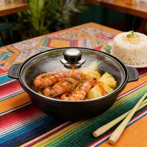 Casserole de Chongqing pour poulet braisé et riz, compatible induction et feu ouvert, antiadhésive, avec couvercle <span class=keywords><strong>en</strong></span> <span class=keywords><strong>verre</strong></span>, universelle, jaune - Product Image 2