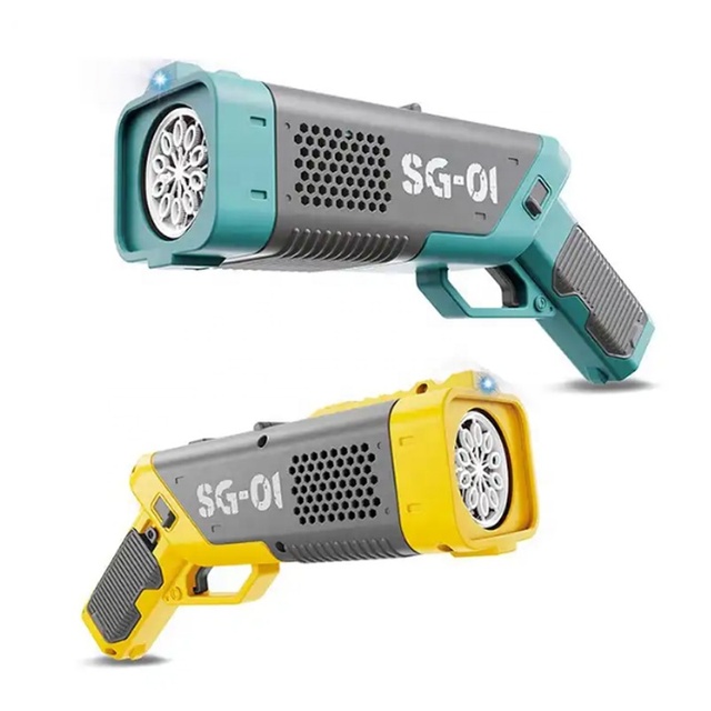 Summer Outdoor Games Rocket Launcher LED Lights Automatic Bubble Blower Maker Blaster Electric Gatling Bubble Gun for Kids Party