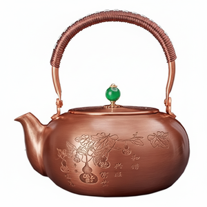Hervidor de cobre decorativo hecho a mano con boca ancha y forma tradicional hecho para hogares y estilistas patrimoniales - Product Image 1