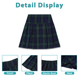 Factory Wholesale JK Design <strong>Green</strong> Plaid School Uniform Skort Dress Children's Winter Checkered Polyester <strong>Pleated</strong> <strong>Skirt</strong> for Kids - Product Image 2