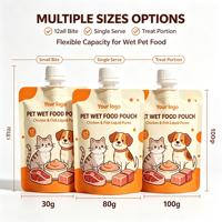 Sachet d'emballage personnalisé imprimé 121 en LDPE, résistant aux hautes températures, avec bec verseur, pour aliments humides pour chats, friandises pour chiens, purée de viande liquide