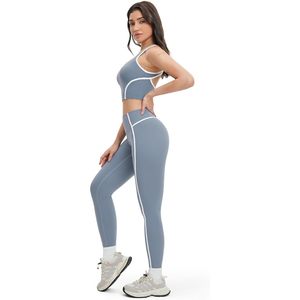Conjunto Deportivo de Dos Piezas para Mujer, Top Deportivo con Espalda Cruzada y Leggings de Cintura Alta, Ropa Deportiva para Gimnasio y Yoga, Spandex, Poliéster, Elástico - Product Image 4