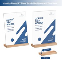 8.5x11 ''support de document en acrylique transparent double face support d'affichage en bois de brochure de bureau pour la publicité