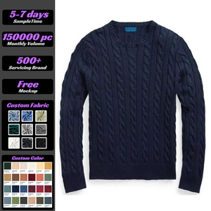 Maglione VSCOO Personalizzato Stile Old Money Invernale Sottile da <span class=keywords><strong>Golf</strong></span> a Maniche Lunghe con Logo Frontale per Uomo Taglie Forti - Product Image 1