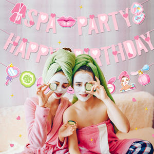 Guirnalda <span class=keywords><strong>de</strong></span> Papel con Diseño <span class=keywords><strong>de</strong></span> Spa Huancai, Pancarta <span class=keywords><strong>de</strong></span> Feliz Cumpleaños, Decoración <span class=keywords><strong>de</strong></span> <span class=keywords><strong>Maquillaje</strong></span> y Cosméticos, para Fiestas <span class=keywords><strong>de</strong></span> Pijamas <span class=keywords><strong>de</strong></span> Niñas - Product Image 3