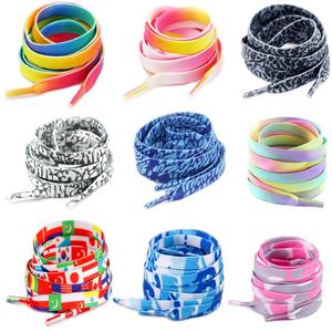 Hochwertige Schnürsenkel 9mm Breite Flache Schnürsenkel Zweifarbige Ersatz-Polyester-Sneaker Flache, individuell bedruckte Schnürsenkel - Product Image 4