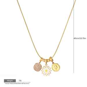 व्यक्तिगत कस्टम हार सोने की प्लेटेड ताजा डेज़ी आकर्षण पेंडेंट जिरकॉन स्ट्रॉबेरी चरस महिलाओं के लिए हार - Product Image 6