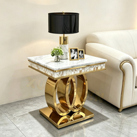 Meubles de salon USA, table basse moderne en marbre, petite table d'appoint de luxe, table centrale en acier inoxydable pour salon, villa