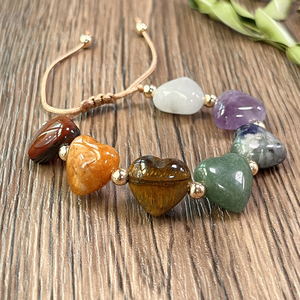 <span class=keywords><strong>Bracelet</strong></span> Bohème Naturel Améthyste <span class=keywords><strong>Oeil</strong></span> de <span class=keywords><strong>Tigre</strong></span> Vert Aventurine Coeur Perles <span class=keywords><strong>7</strong></span> Chakra Tissé pour la Saint-Valentin - Product Image 5