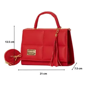 Borsa a Tracolla Rossa Fana Fina in Microfibra, Chiusura con Cerniera, Stile Vintage alla Moda, Manico Singolo per Uso Quotidiano - Product Image 4